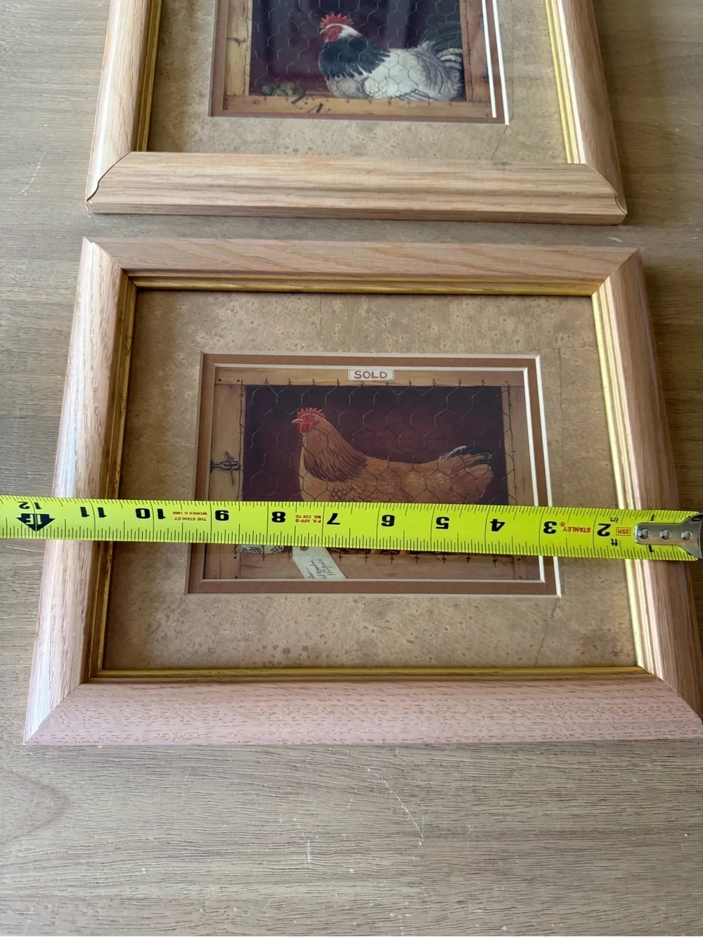 Pair of Chicken Print Wall Hanging Framed Art